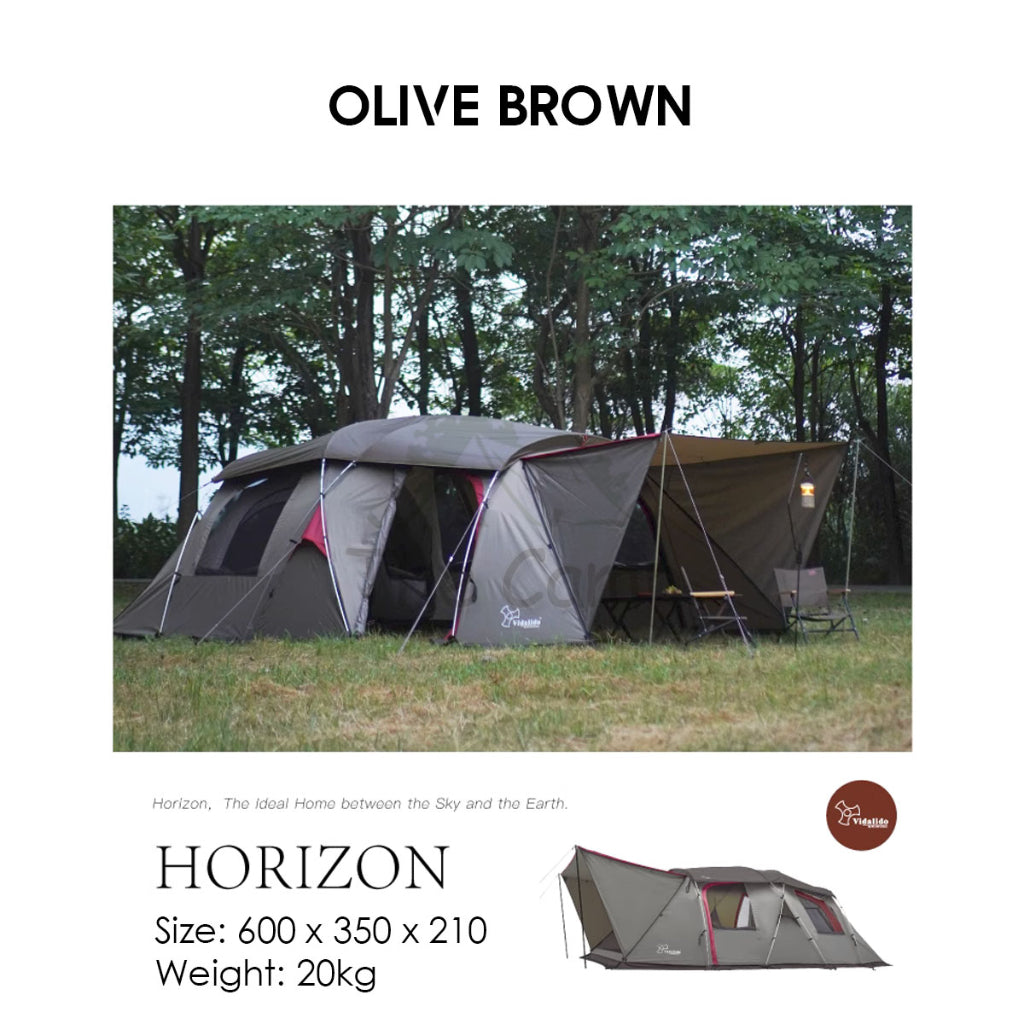 Vidalido Horizon Tunnel Tent 1 Room 1 Living Hall Camping Double Layer Waterproof UV Proof Black Coated Coating