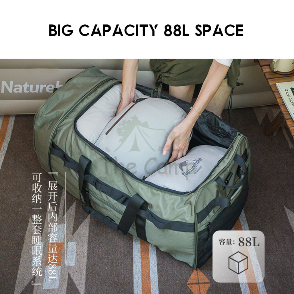 Naturehike Camping Folding Wheeled Bag Wheel Luggage Equipment Storage Bag 88L Large Capacity Black Picnic NH21LX003