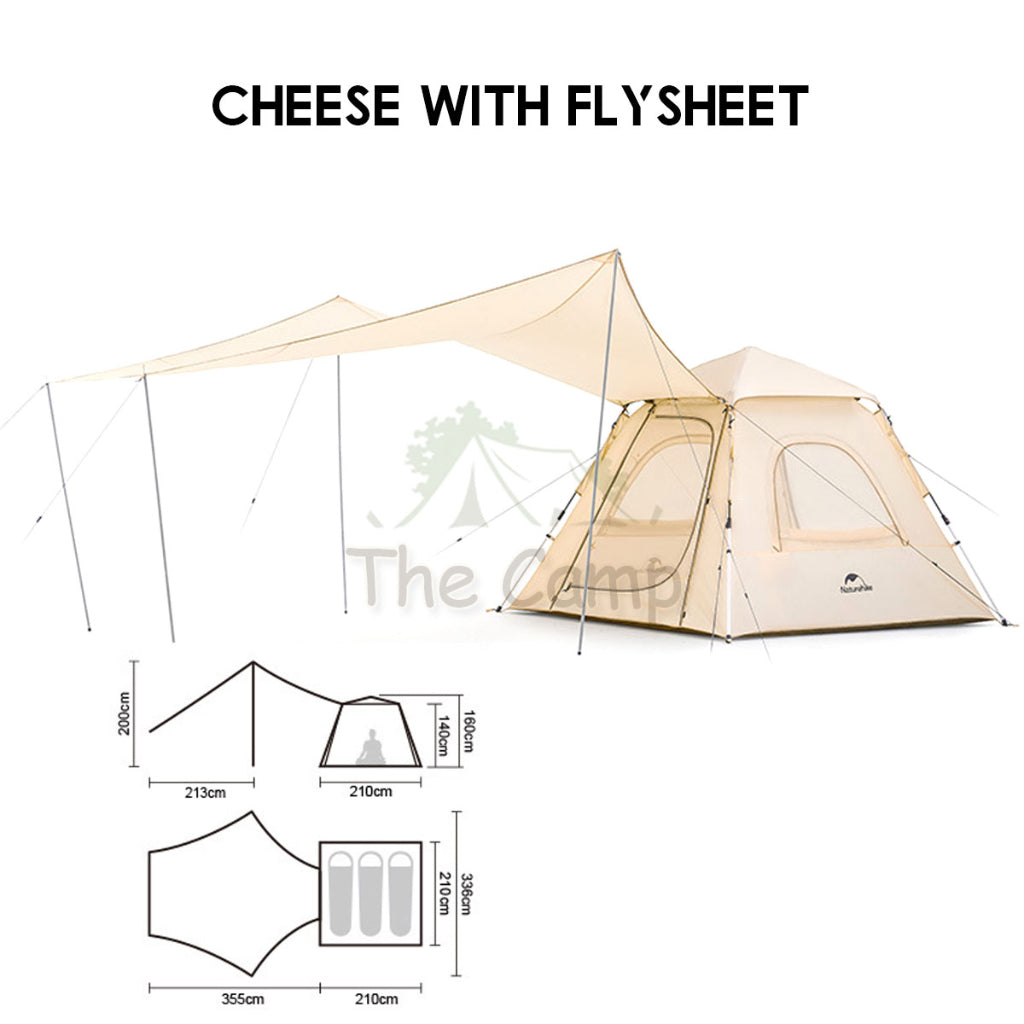 Naturehike Ango 3 Automatic Camping Tent UPF50 Black Large Capacity Outdoor Chair Flysheet Table Tarp Peg Nail Pole