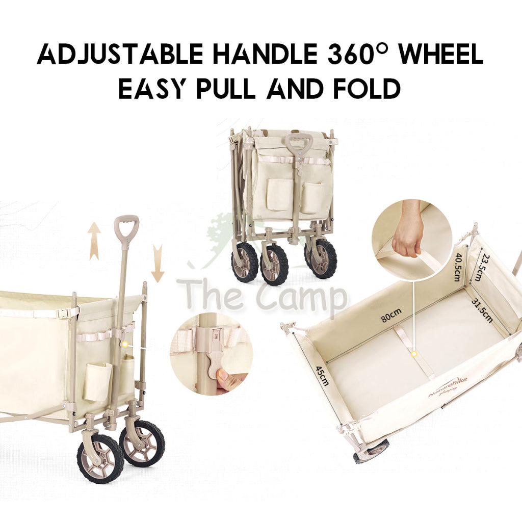 Naturehike TC07 Wagon Cart with Shade Roof 149L Camping Trolley Fast Easy Folding Table Top CNH22JU014