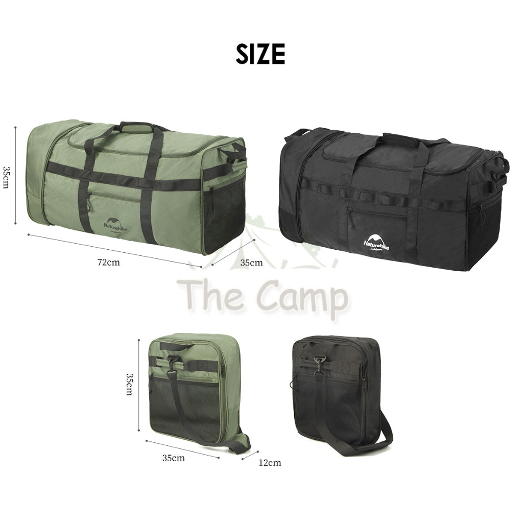 Naturehike Camping Folding Wheeled Bag Wheel Luggage Equipment Storage Bag 88L Large Capacity Black Picnic NH21LX003