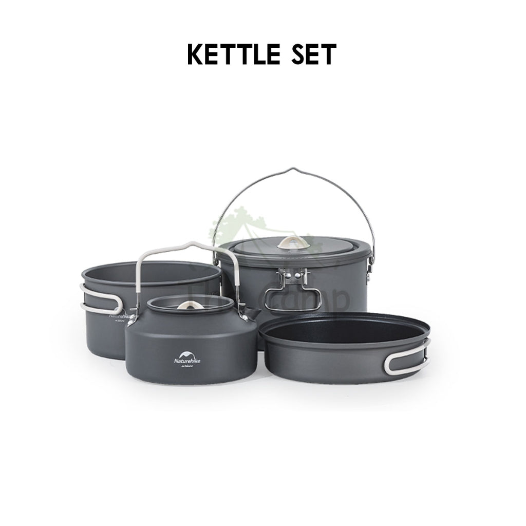 Naturehike 4 in 1 Aluminium Cookware Set Cooking Set Pot Set Kettle Pan Pot Camping Outdoor Picnic CNH22CJ002