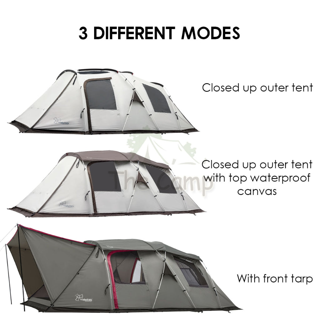 Vidalido Horizon Tunnel Tent 1 Room 1 Living Hall Camping Double Layer Waterproof UV Proof Black Coated Coating