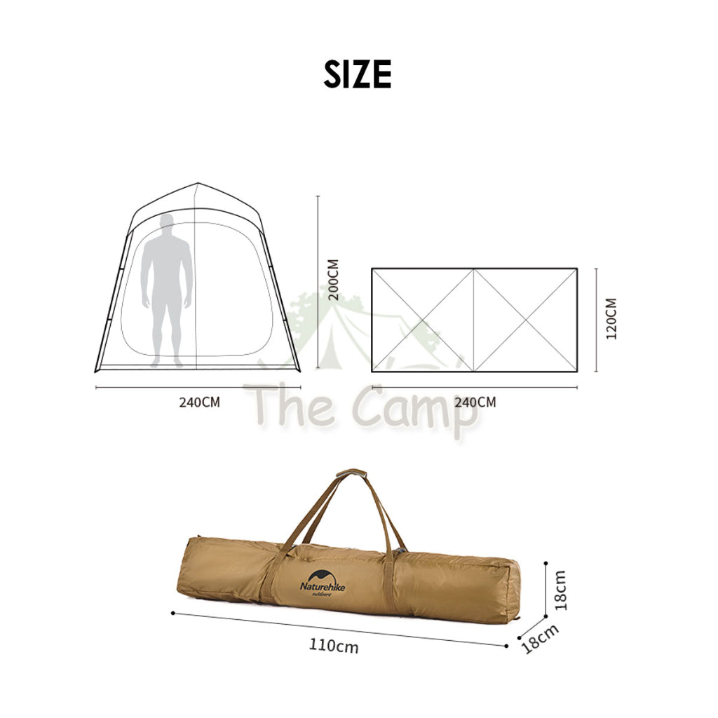 Naturehike Outdoor Double Changing Shower Tent Camping Wet Dry Separation Travel Bathroom Portable Toilet NH22ZP006