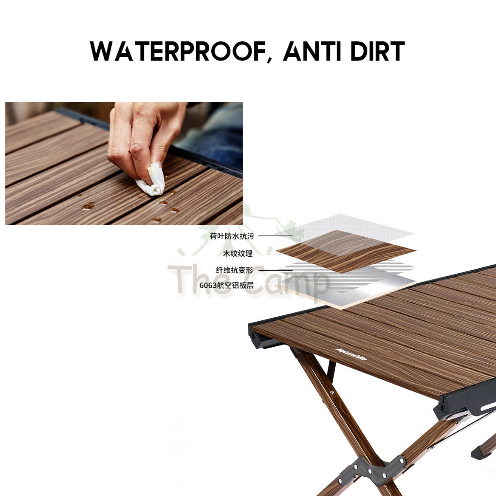 Naturehike Aluminium Egg Roll Table Outdoor Camping BBQ Party Black 120cm Table Portable Foldable CNH22JU043