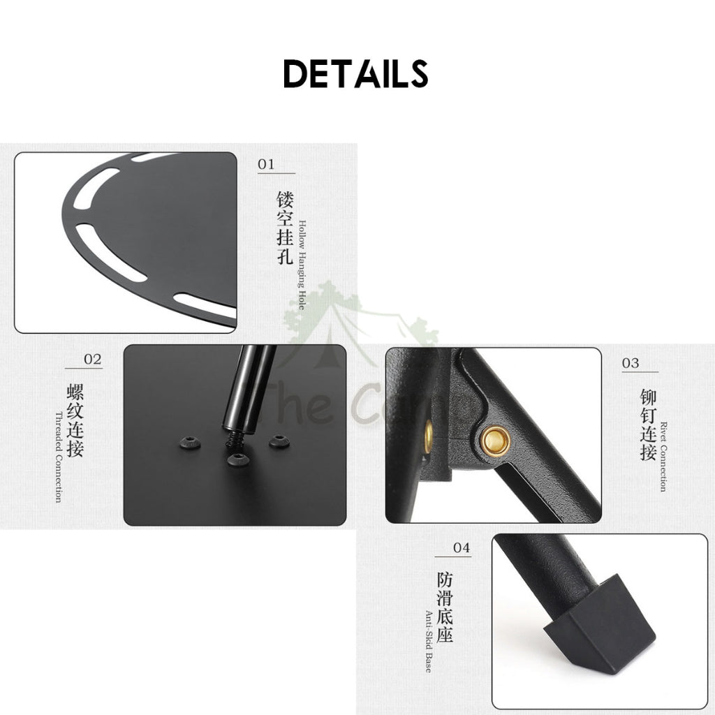 Aluminium Round Table with Lamp Pole Camping Outdoor Adjustable Height Table Foldable Folding Portable