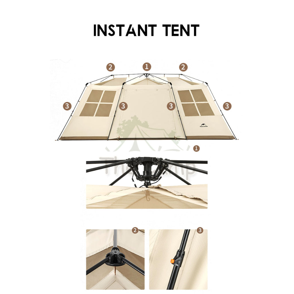 Naturehike Village 17 Automatic Camping Tent Large Space Outdoor Chair Flysheet Table Tarp Peg Nail Pole CNH22ZP021