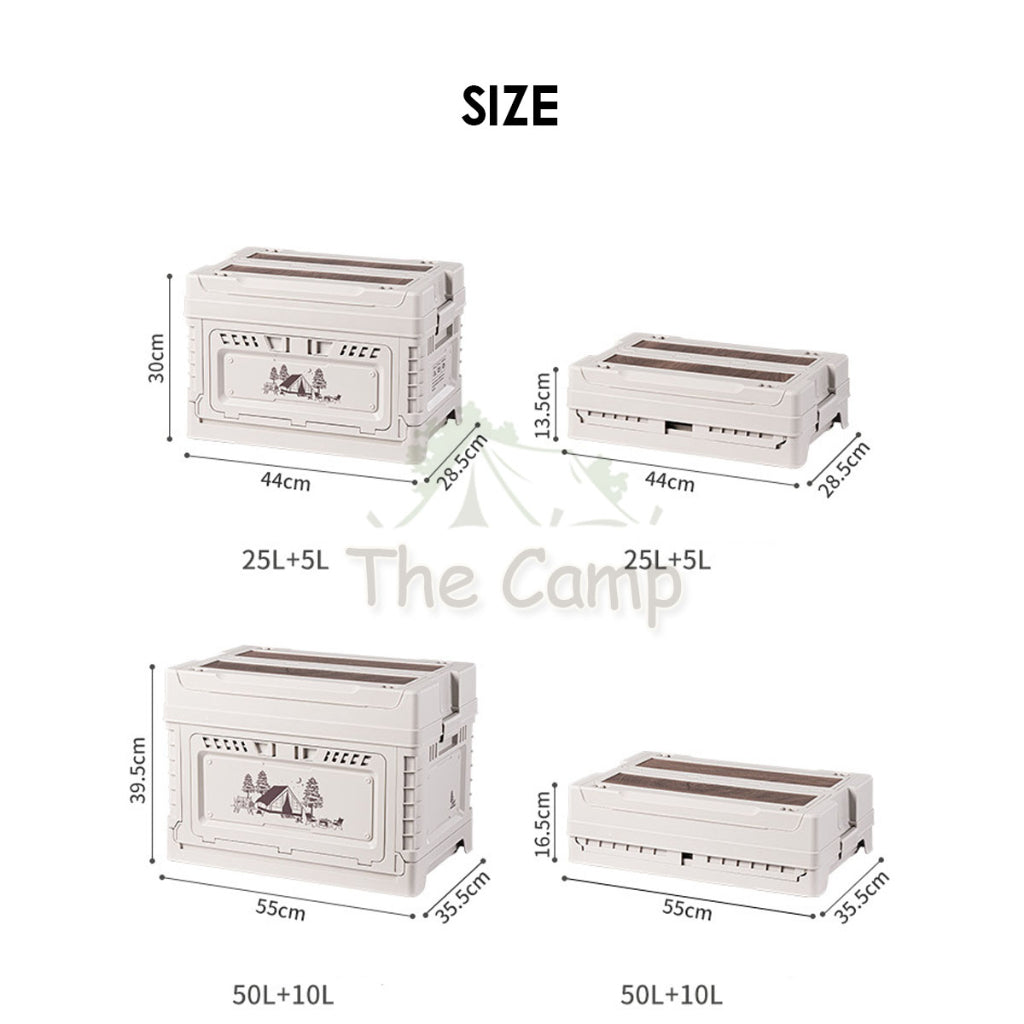 Naturehike Camping Folding Storage Box 25L 50L 50L+10L Stackable with Table Top Wood Base Outdoor Tent Bag CNH22SN019