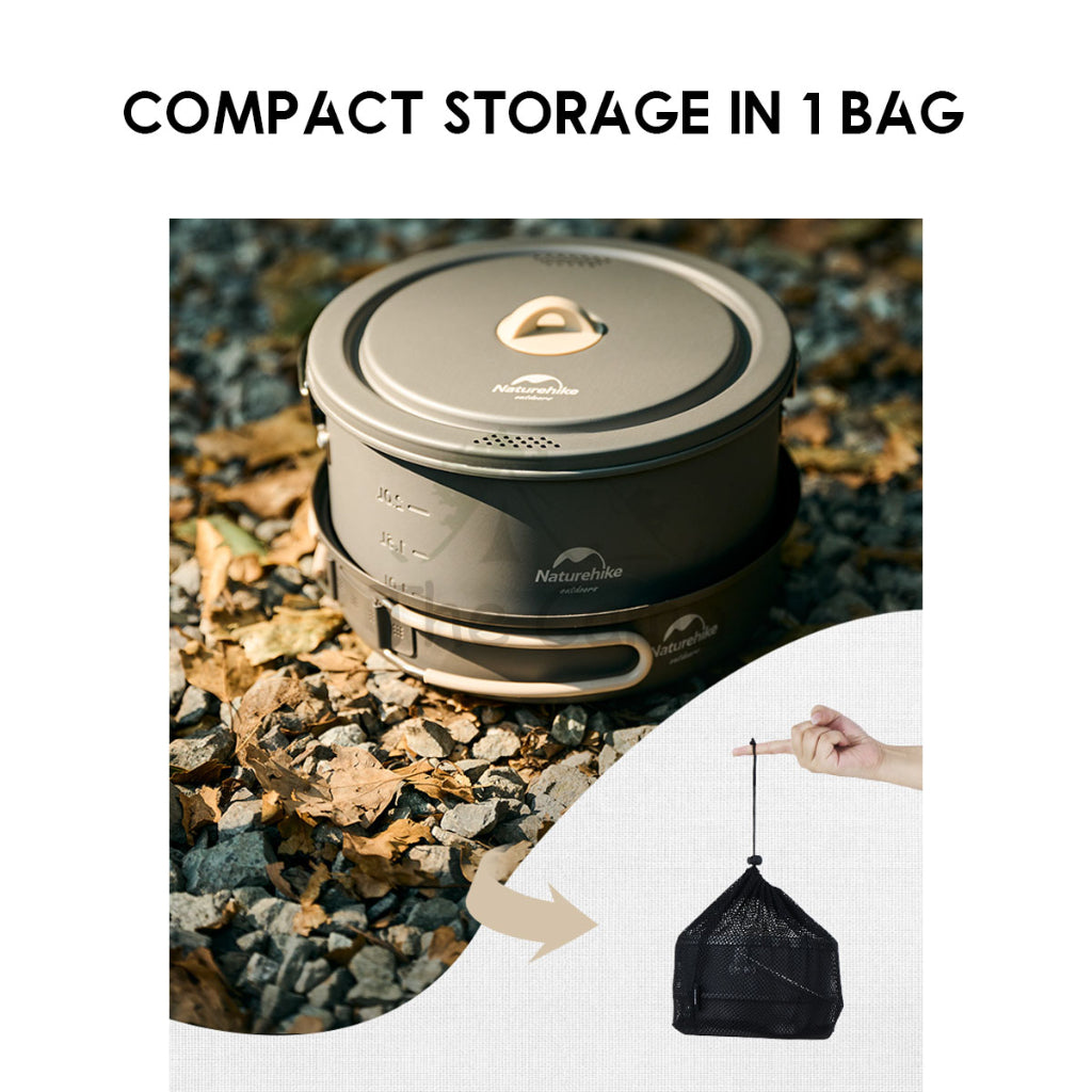 Naturehike 4 in 1 Aluminium Cookware Set Cooking Set Pot Set Kettle Pan Pot Camping Outdoor Picnic CNH22CJ002