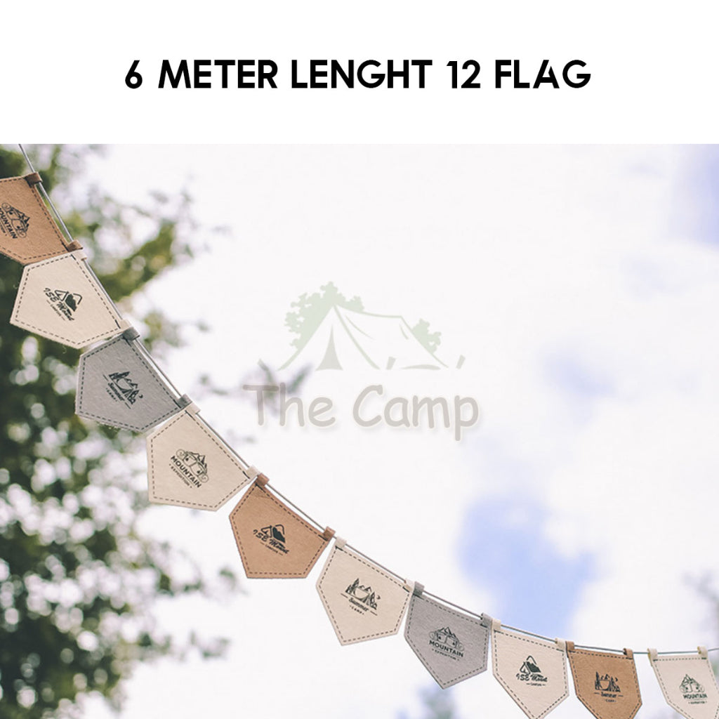 Outdoor Felt Camping Flag Decoration Tent Khemah Deco Triangle Equipment Flags Nail Rope Bag Pole Hanging Strap