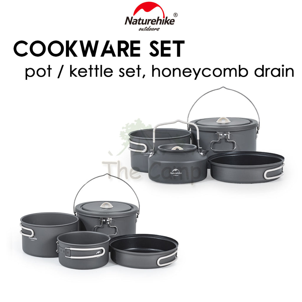 Naturehike 4 in 1 Aluminium Cookware Set Cooking Set Pot Set Kettle Pan Pot Camping Outdoor Picnic CNH22CJ002