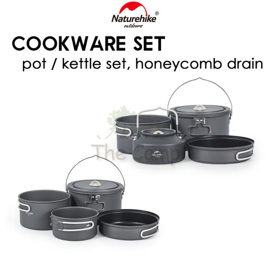 Naturehike 4 in 1 Aluminium Cookware Set Cooking Set Pot Set Kettle Pan Pot Camping Outdoor Picnic CNH22CJ002