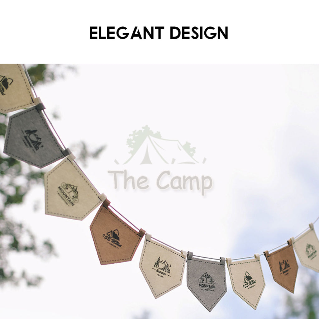 Outdoor Felt Camping Flag Decoration Tent Khemah Deco Triangle Equipment Flags Nail Rope Bag Pole Hanging Strap