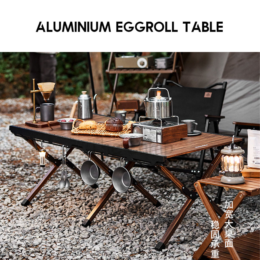 Naturehike Aluminium Egg Roll Table Outdoor Camping BBQ Party Black 120cm Table Portable Foldable CNH22JU043