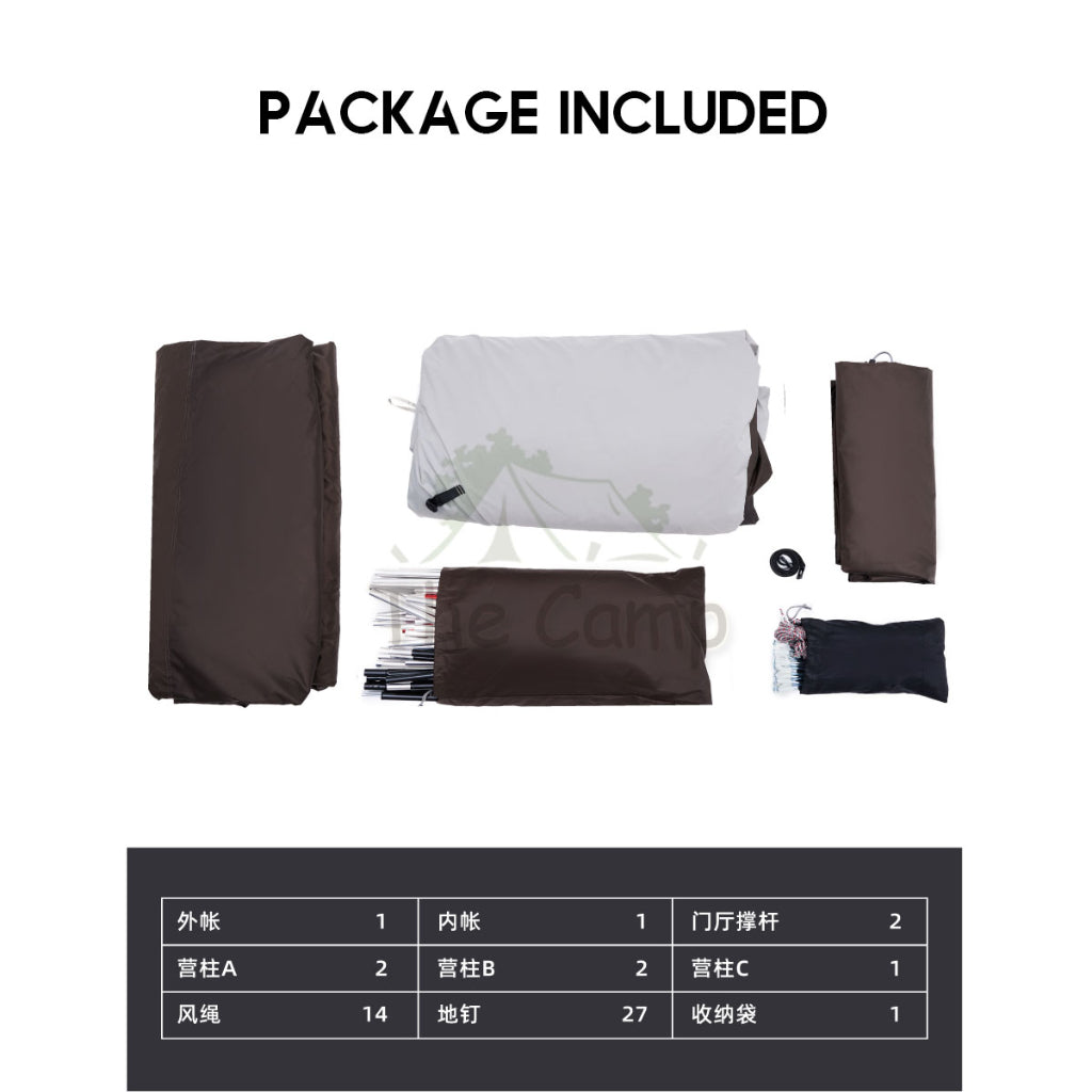 Vidalido Horizon Tunnel Tent 1 Room 1 Living Hall Camping Double Layer Waterproof UV Proof Black Coated Coating