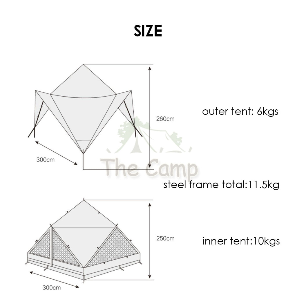 Vidalido Singye Pavillion Tent Camping Double Layer Waterproof UV Proof Khemah