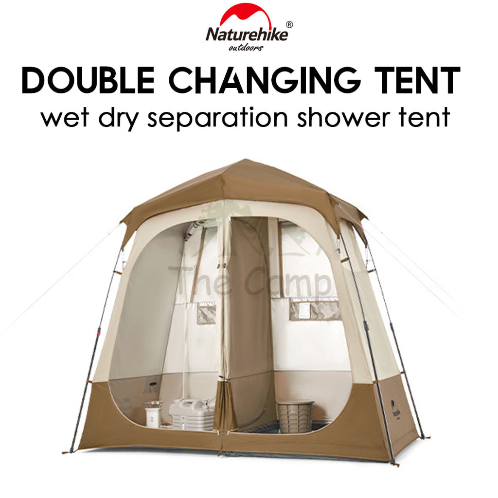 Naturehike Outdoor Double Changing Shower Tent Camping Wet Dry Separation Travel Bathroom Portable Toilet NH22ZP006