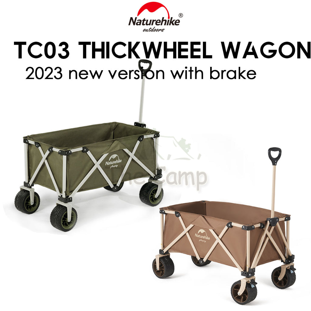 Naturehike Camping Portable TC03 Wagon Cart with Brake 10cm Thick Wheel 7 Inch 140L Litre Fast Easy Folding Trolley
