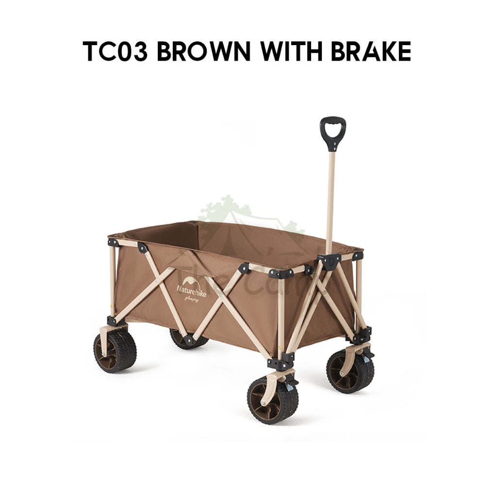 Naturehike Camping Portable TC03 Wagon Cart with Brake 10cm Thick Wheel 7 Inch 140L Litre Fast Easy Folding Trolley