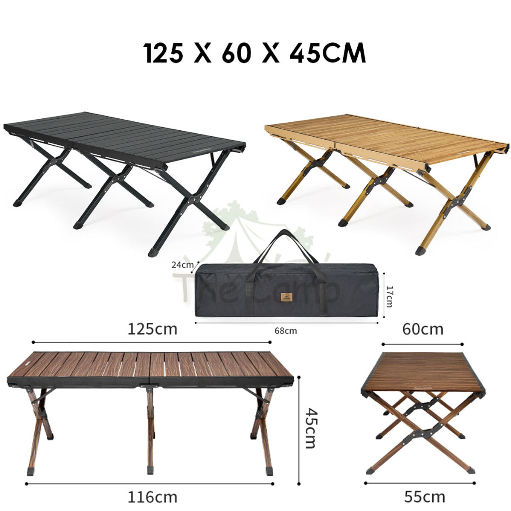 Naturehike Aluminium Egg Roll Table Outdoor Camping BBQ Party Black 120cm Table Portable Foldable CNH22JU043