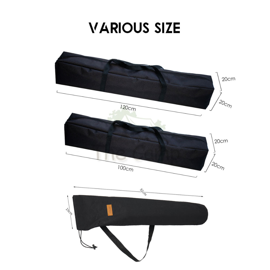 Camping Pole Storage Bag XL Large Long Size Black Equipment Bags Adjustable Pole Flysheet Tarp Tent Peg Nail
