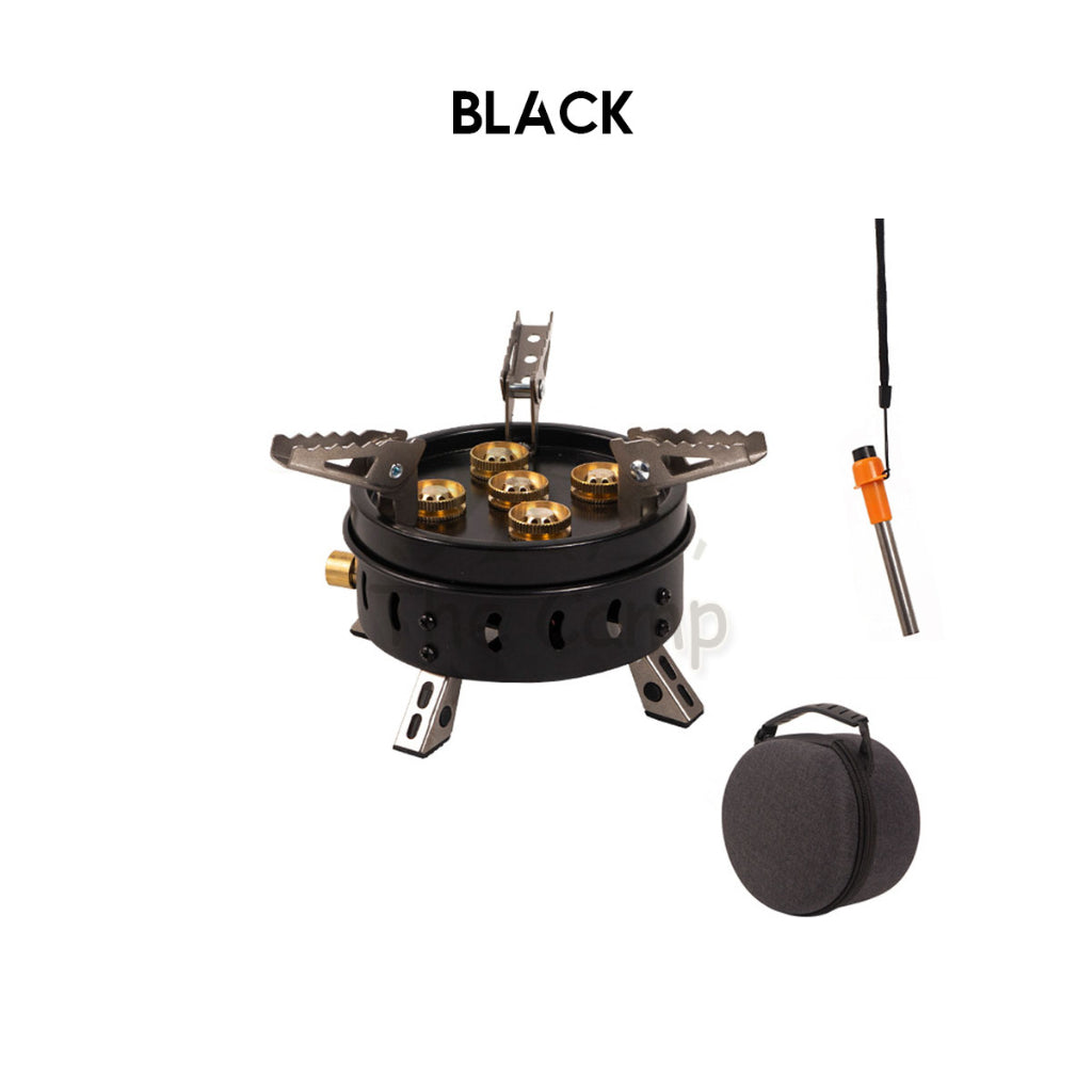 5 Head Burner Gas Stove Stainless Steel 11000W 11KW Portable Outdoor Camping Folding Burner Cooking Pan BBQ Grill