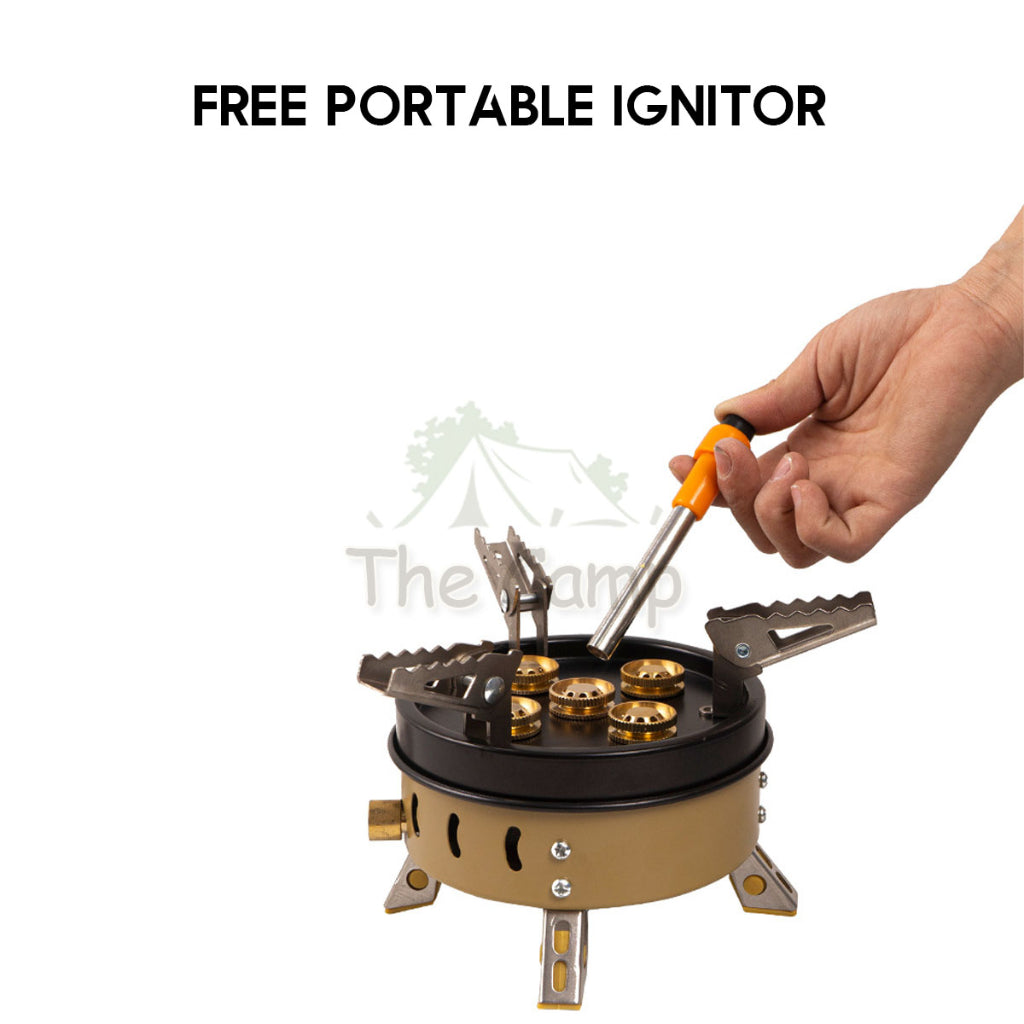 5 Head Burner Gas Stove Stainless Steel 11000W 11KW Portable Outdoor Camping Folding Burner Cooking Pan BBQ Grill