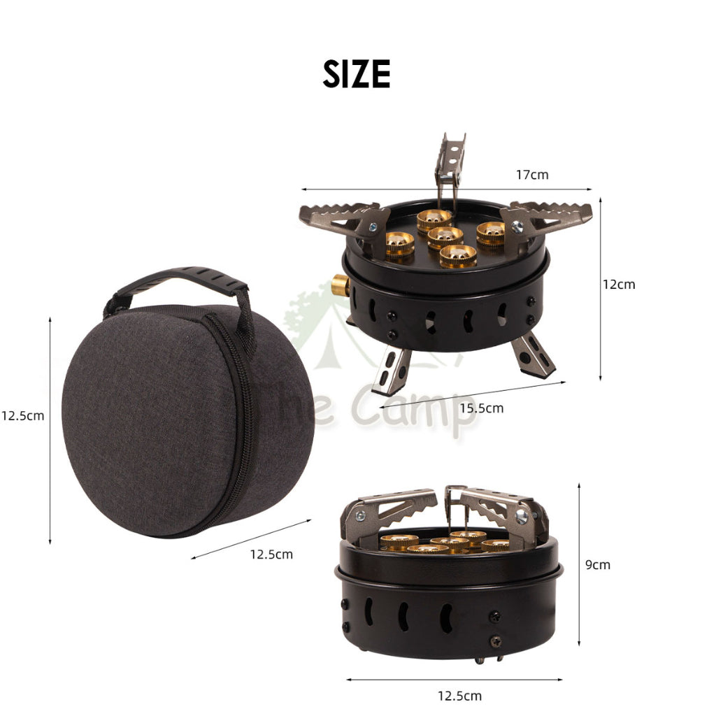 5 Head Burner Gas Stove Stainless Steel 11000W 11KW Portable Outdoor Camping Folding Burner Cooking Pan BBQ Grill