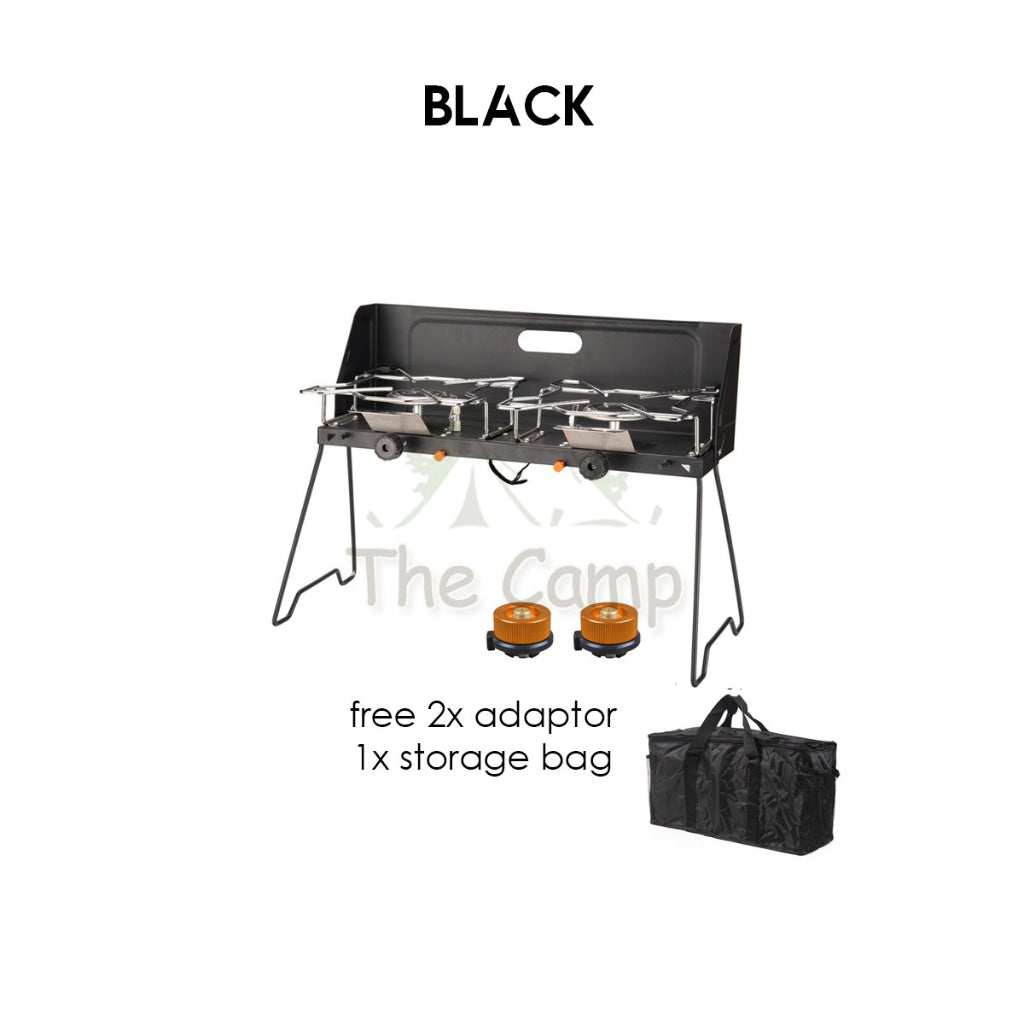 Double Head Stove Outdoor Camping Foldable Double Gas Burner Furnace Standing Portable Folding Dapur