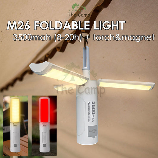 M26 Foldable Light with Torch Camping Outdoor Hanging LED Lantern Atmosphere Lamp Hiking High Brightness Flashlights