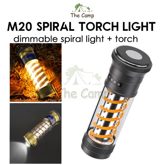M20 Spiral Torch Light Camping Outdoor Dimming Hanging LED Lantern Atmosphere Lamp Hiking High Brightness Flashlights