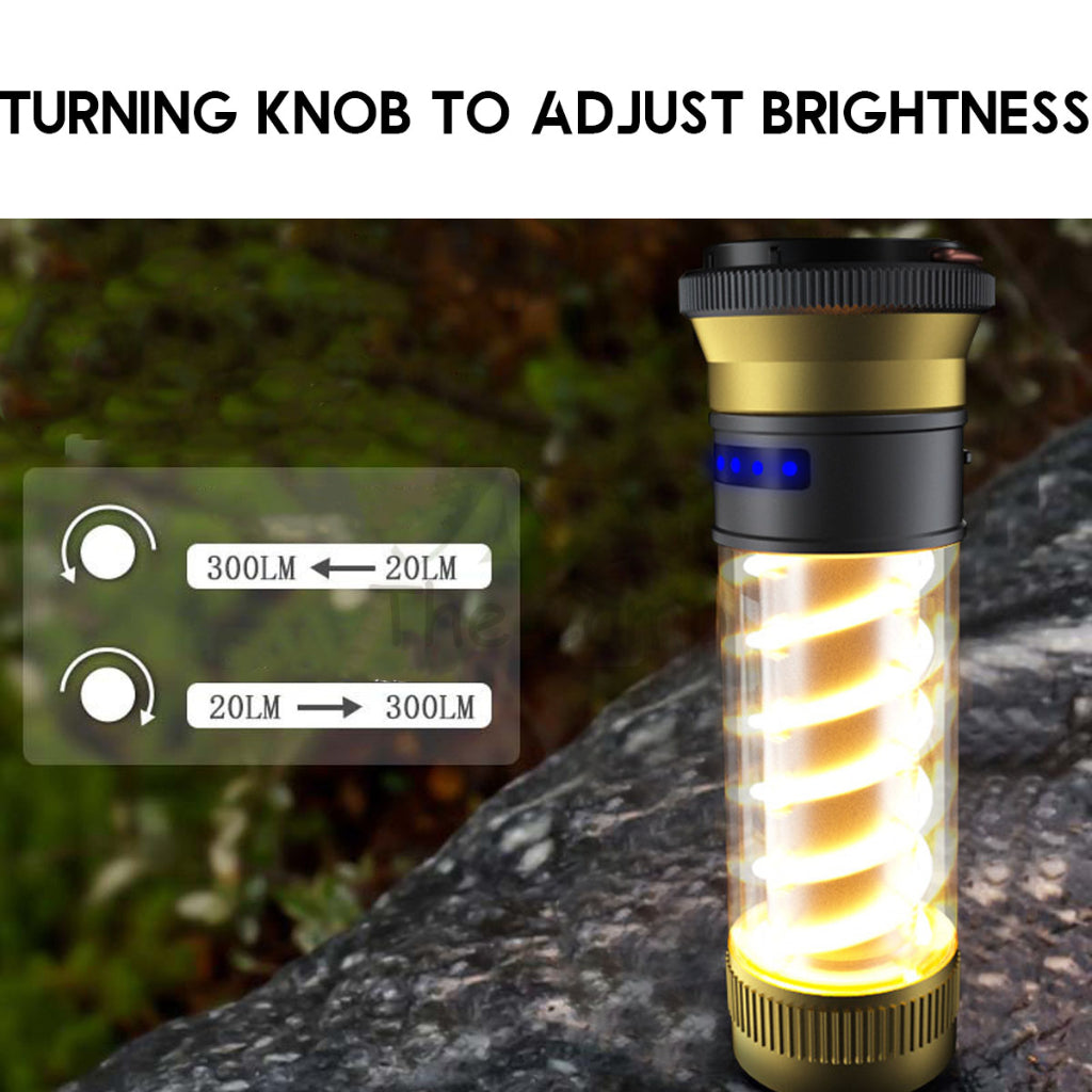 M20 Spiral Torch Light Camping Outdoor Dimming Hanging LED Lantern Atmosphere Lamp Hiking High Brightness Flashlights