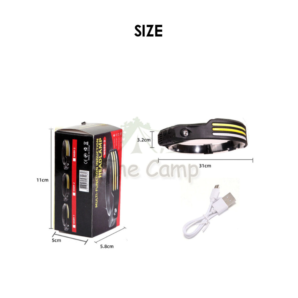 COB Headlamp with Motion Sensor USB LED Spotlight Camping Outdoor Hiking Head Lamp Waterproof Running Fishing Light