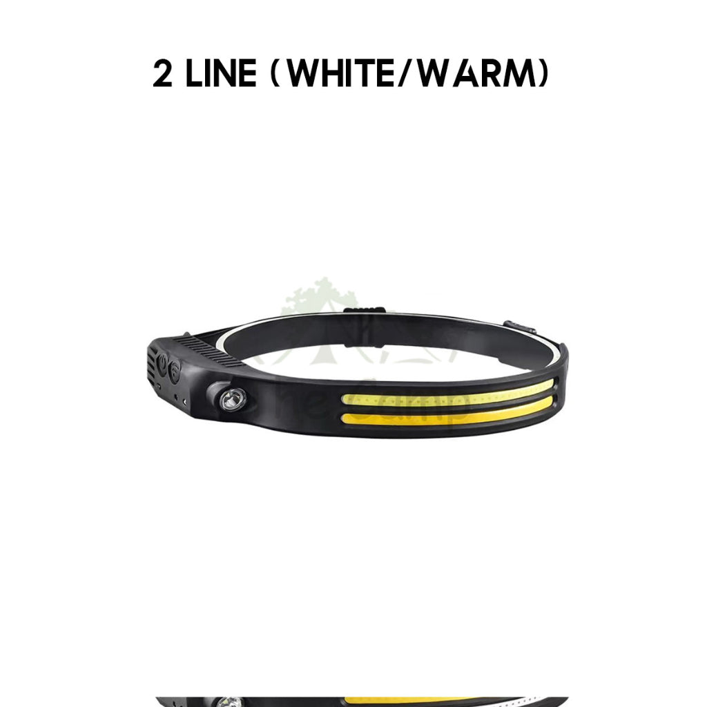 COB Headlamp with Motion Sensor USB LED Spotlight Camping Outdoor Hiking Head Lamp Waterproof Running Fishing Light