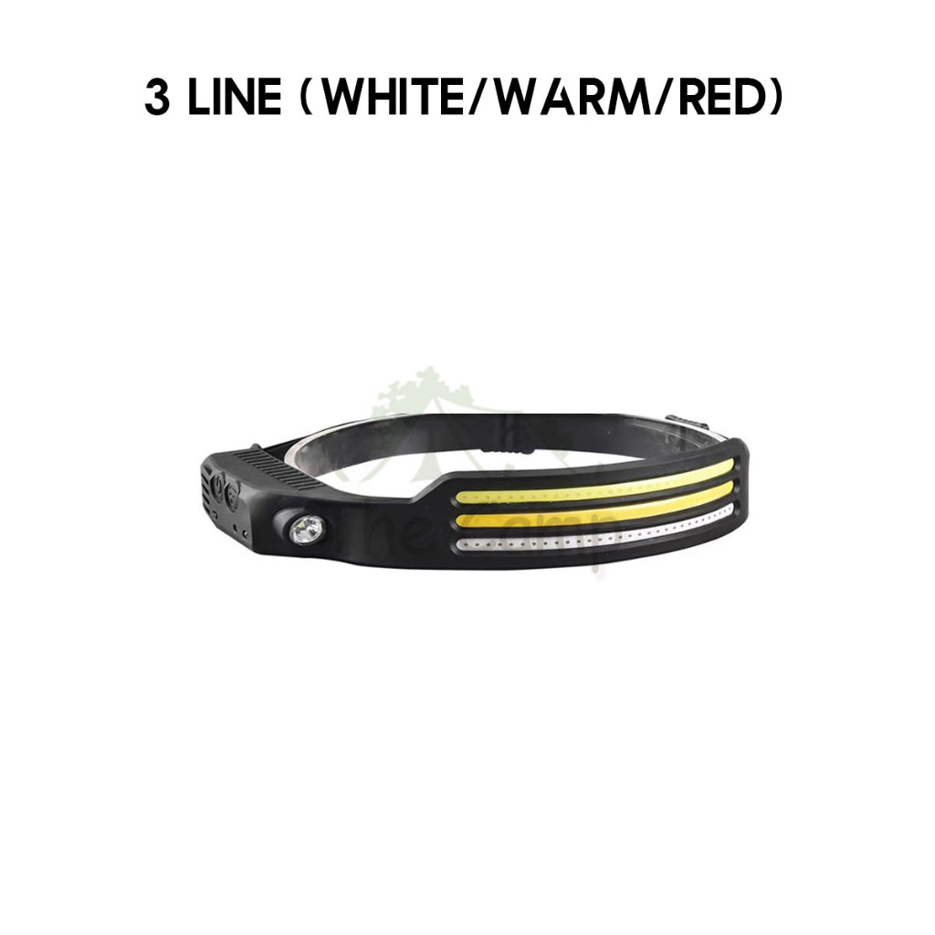 COB Headlamp with Motion Sensor USB LED Spotlight Camping Outdoor Hiking Head Lamp Waterproof Running Fishing Light