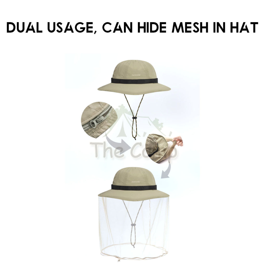 Naturehike Mesh Fisherman Hat Anti Mosquito Camping Outdoors Folding Shawl Breathable Cap Hats Chair Double Visor LA010