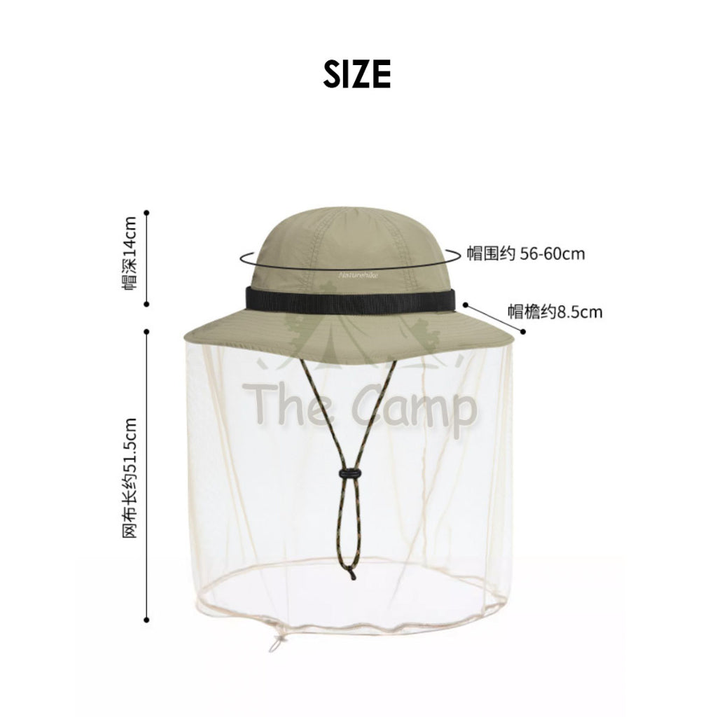 Naturehike Mesh Fisherman Hat Anti Mosquito Camping Outdoors Folding Shawl Breathable Cap Hats Chair Double Visor LA010