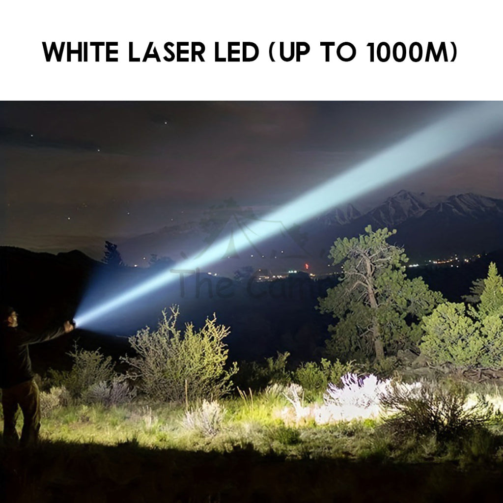 A76 White Laser Torch Light Zoomable with Side LED Lamp Tactical Camping Outdoor Lantern High Brightness Warning Strobe