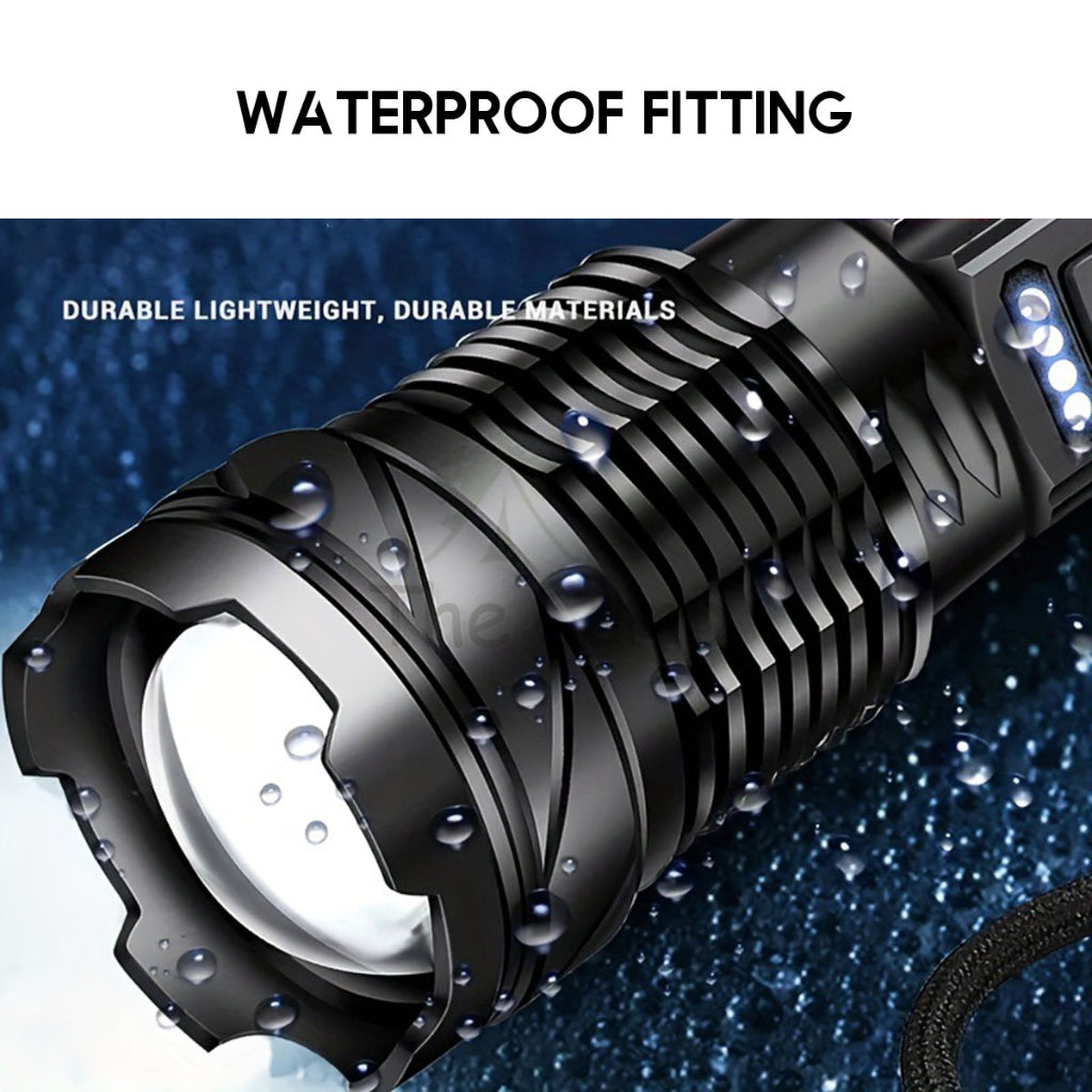 A76 White Laser Torch Light Zoomable with Side LED Lamp Tactical Camping Outdoor Lantern High Brightness Warning Strobe