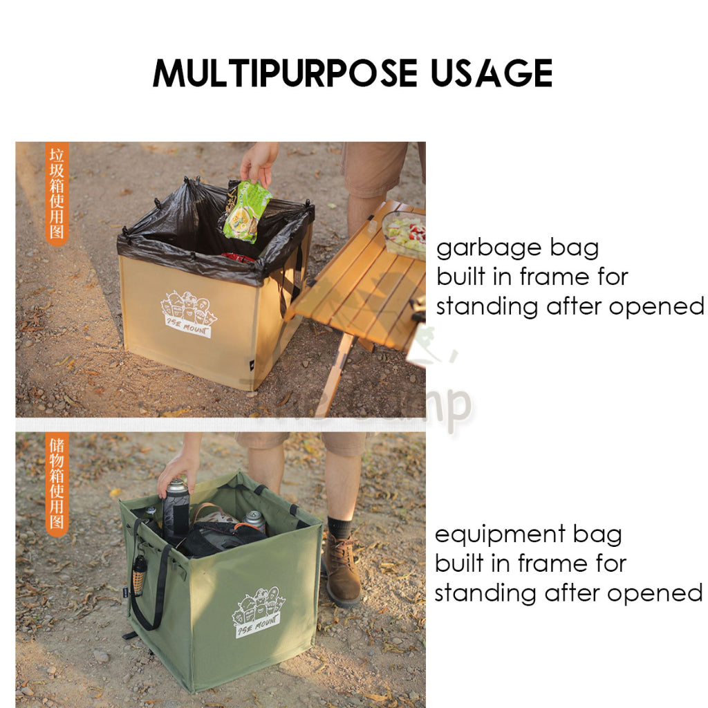 Foldable Standing Bag 64L Large Outdoor Camping Rubbish Garbage Rack Laundry Bags Black Folding Compact Size Garbage