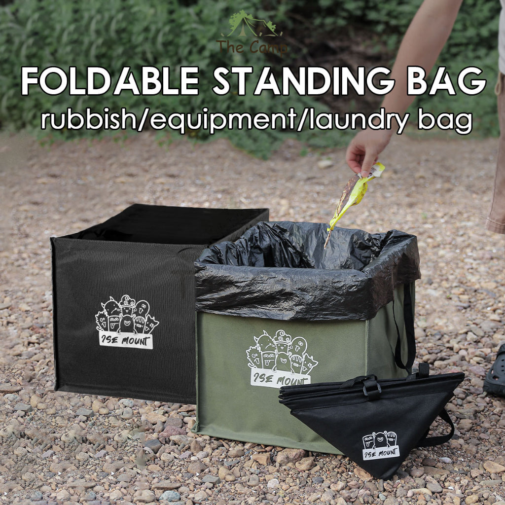 Foldable Standing Bag 64L Large Outdoor Camping Rubbish Garbage Rack Laundry Bags Black Folding Compact Size Garbage