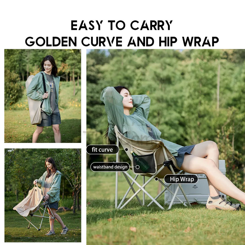 Naturehike Armrest Folding Chair Outdoor Camping Widened Armchair with Handle Moon Kermit Reclining CNH23JU13002