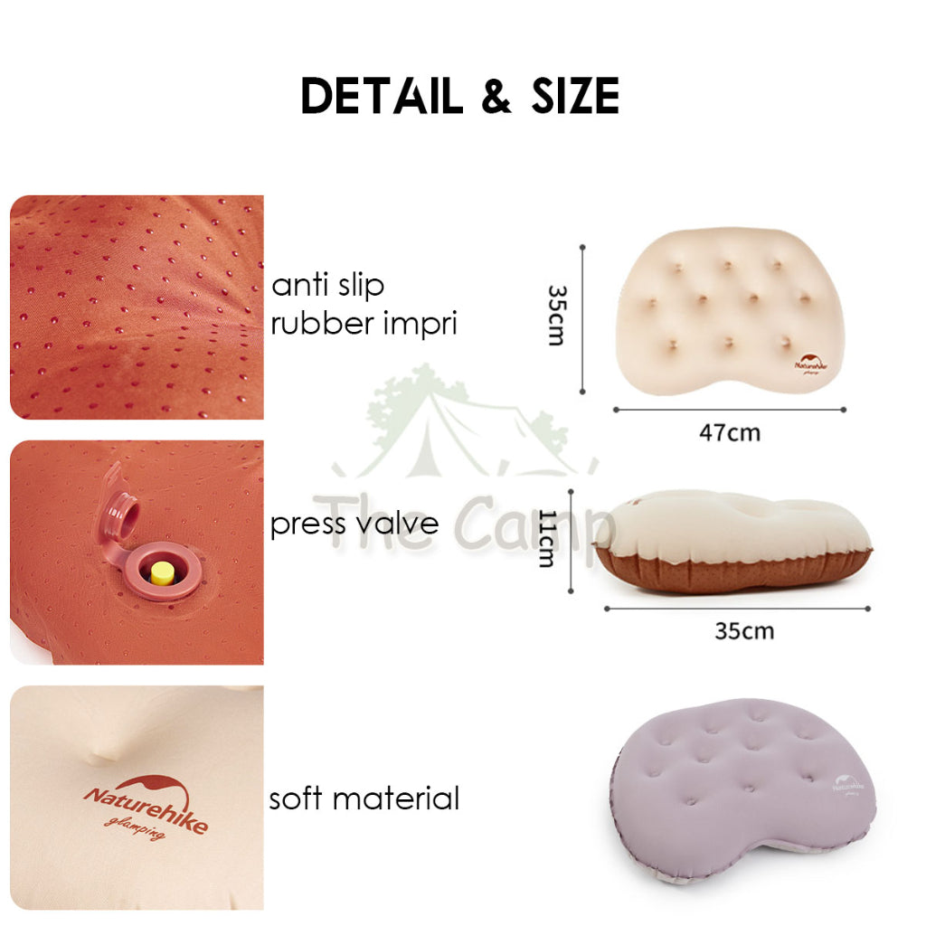 Naturehike Sponge Filled Air Pillow Inflatable Soft Outdoor Camping Silent Soundless Inflate Travel Air Bed CNH22DZ011