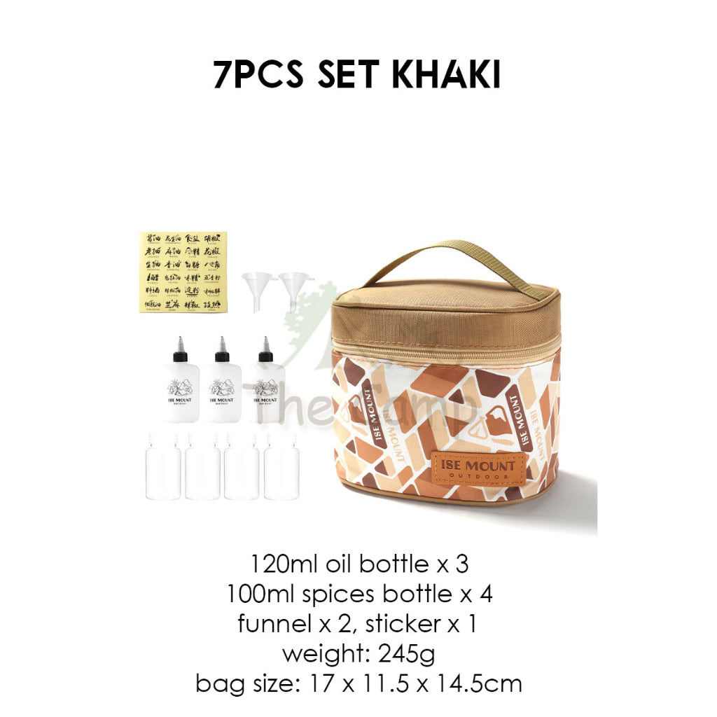 Outdoor Camping Seasoning Bag Set 7pcs 9pcs Ingredient Condiment Box Bottle Container Spice Oil Jar Sugar Salt Pepper