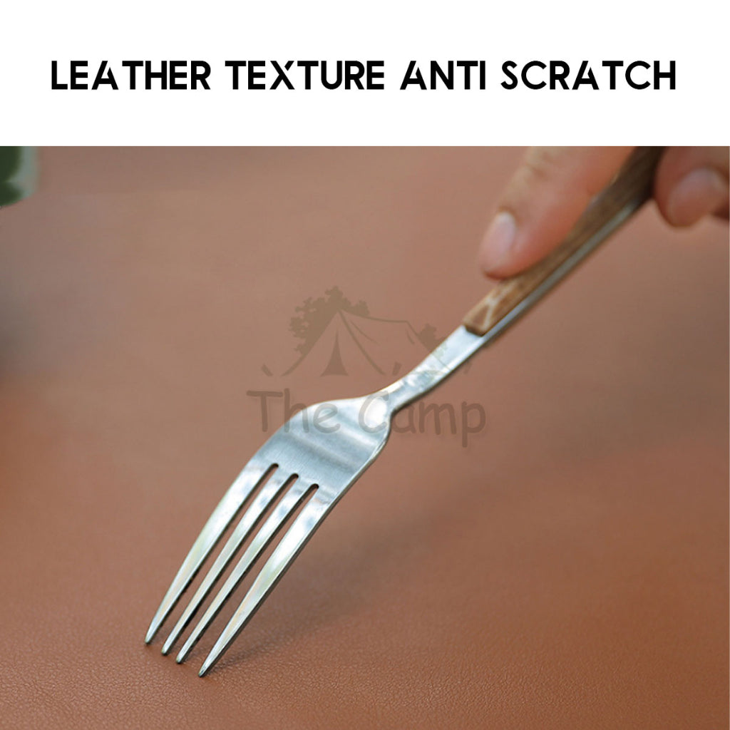 PU Leather Table Mat Anti Scratch Dirt Waterproof Box Mat Camping Outdoor Protector Eggroll Tableware Aluminium Wood