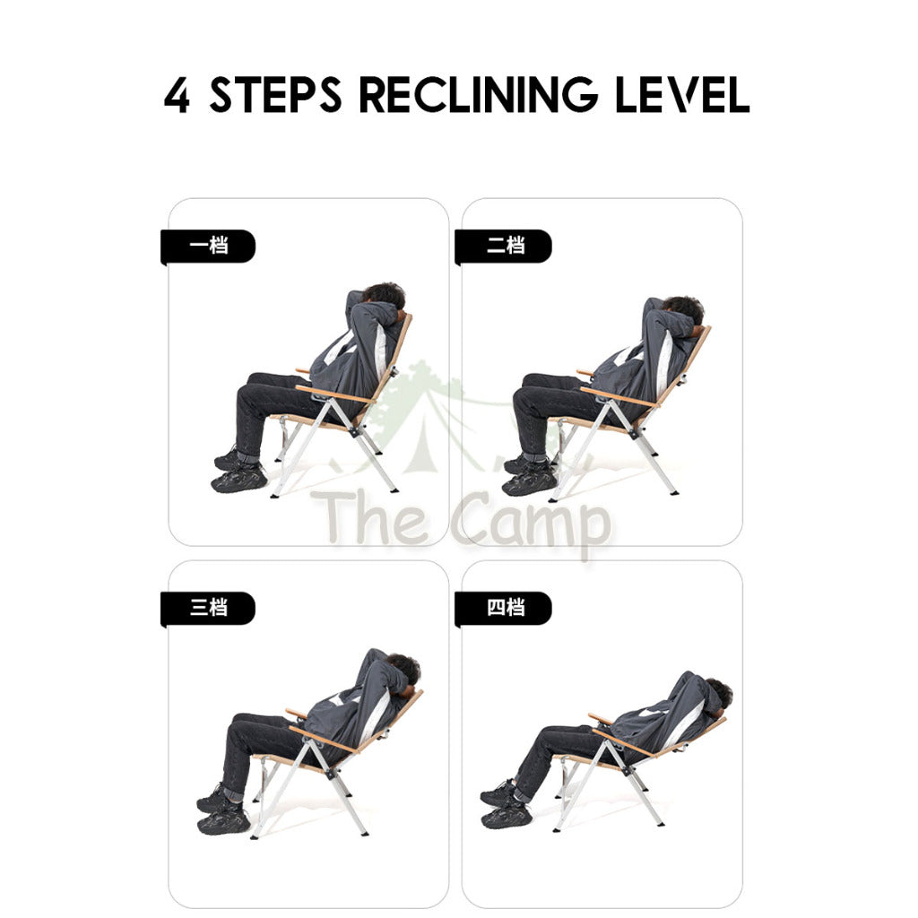 Mobi Garden Recliner Chair High Back Aluminum Alloy Adjustable Armrest Outdoor Camping Moon Chair Kermit NX22665047