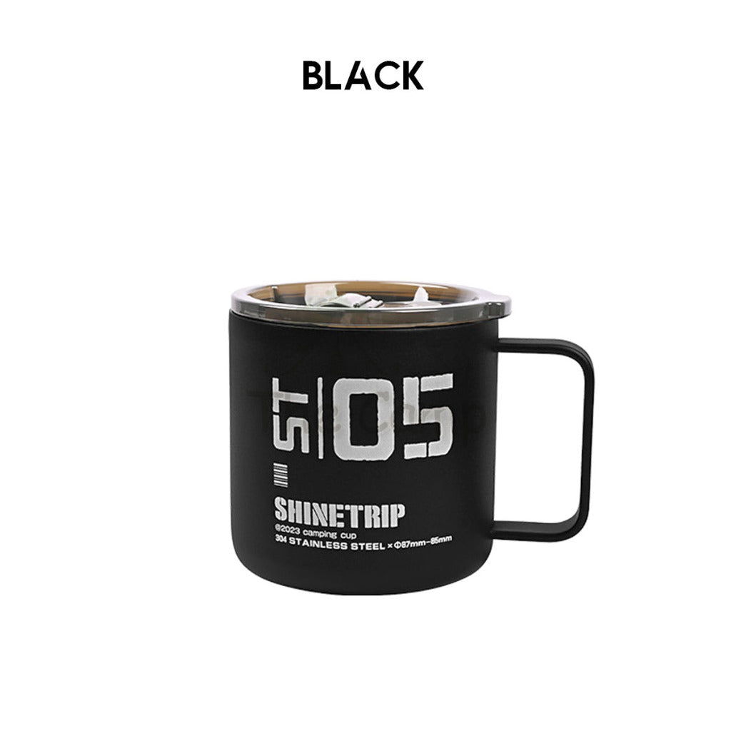 Shinetrip 05 Series 350ML Tactical Double Layer Cup with Lid & Handle Outdoor Camping 304 Stainless Steel Mug