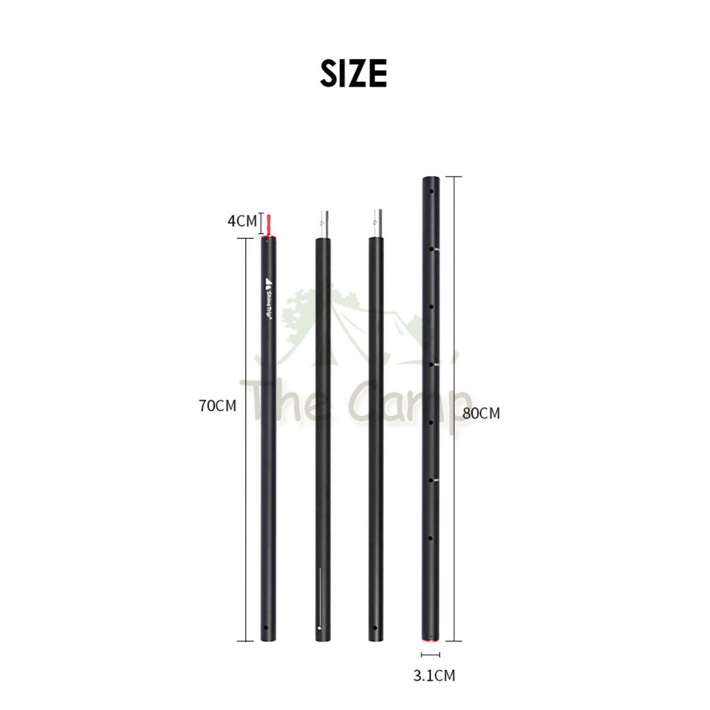 Shinetrip 31mm 2.86M Adjustable Pole for Flysheet Tarp Heavy Duty Aluminium Alloy Rod Tiang Black Titanium