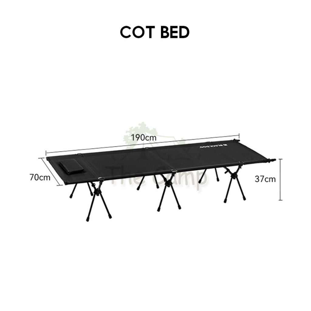 Blackdog Adjustable Height Camping Cot with Pillow Foldable Sleeping Mat Outdoor Bed Mattress Tent Flysheet CBD2450WS016