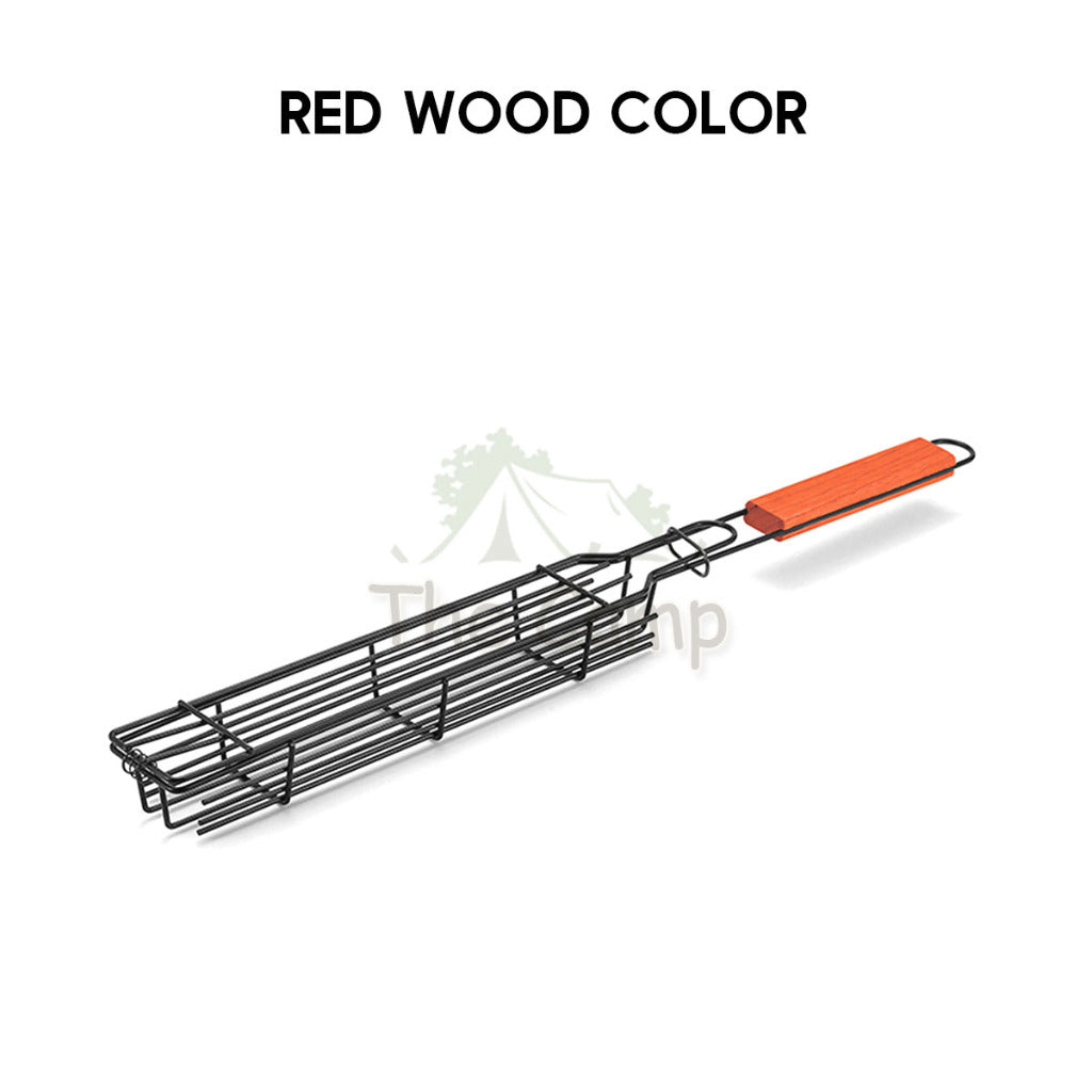 BBQ Mesh Grill Cage Rack Net Clip Roaster Skewer Stick Rotate Cage Basket Stove Barbecue Chicken Wing Anti Falling